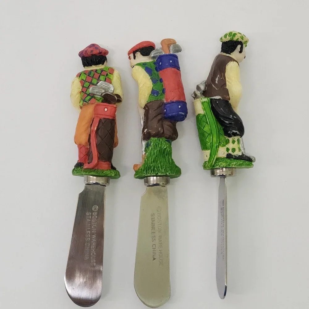 Boston Warehouse Golfers‎ Cheese Spreaders Set of 3 Stainless Steel Golf Theme